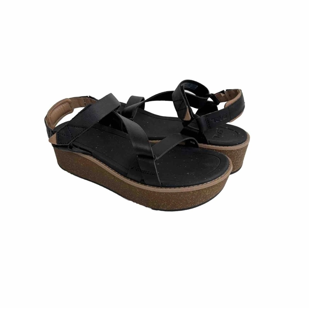 TEVA WOMEN MADERA BLACK STRAPPY WEDGE PLATFORM SANDALS